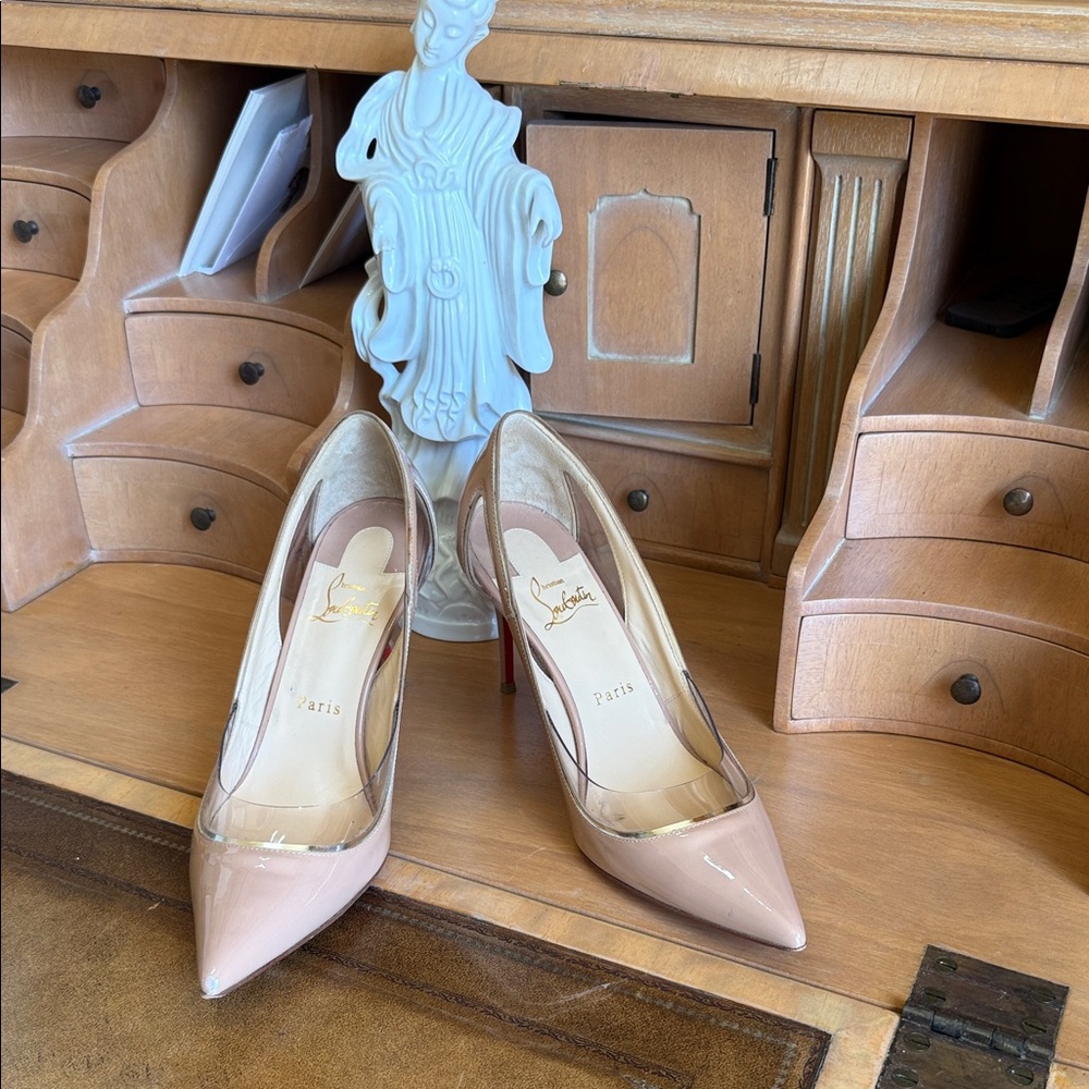 Christian Louboutin Patent Nude Pointed Toe Pumps